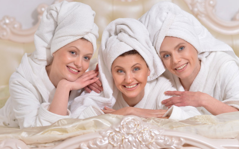 mother and daughter[s] at a spa, Manchester day out, December 2024, UK